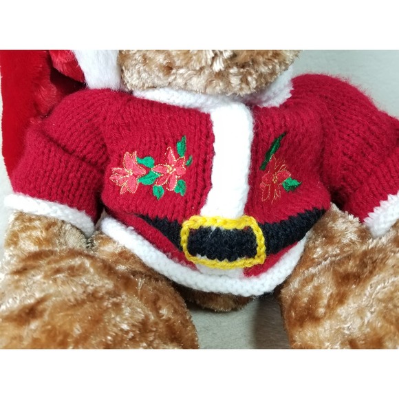 Dan Dee Teddy Bear Christmas 16" Knitted Sweater Plush Toy Stuffed Animal Vtg - Picture 4 of 13